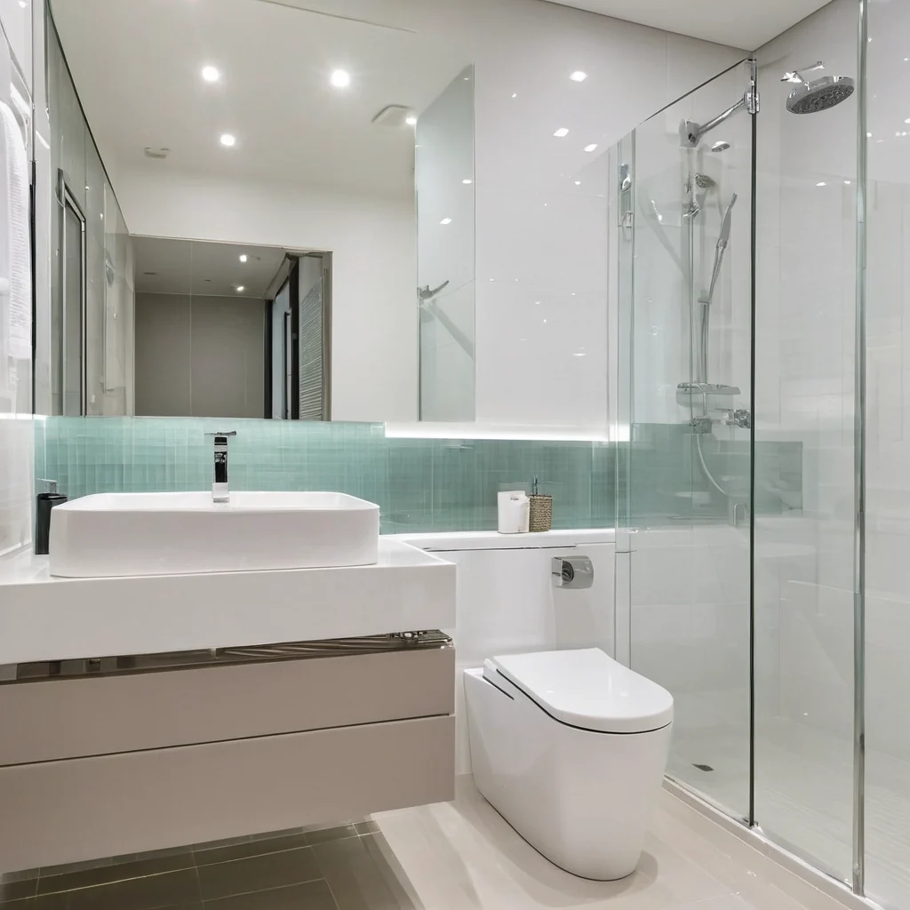 Spotless bathroom with gleaming tiles